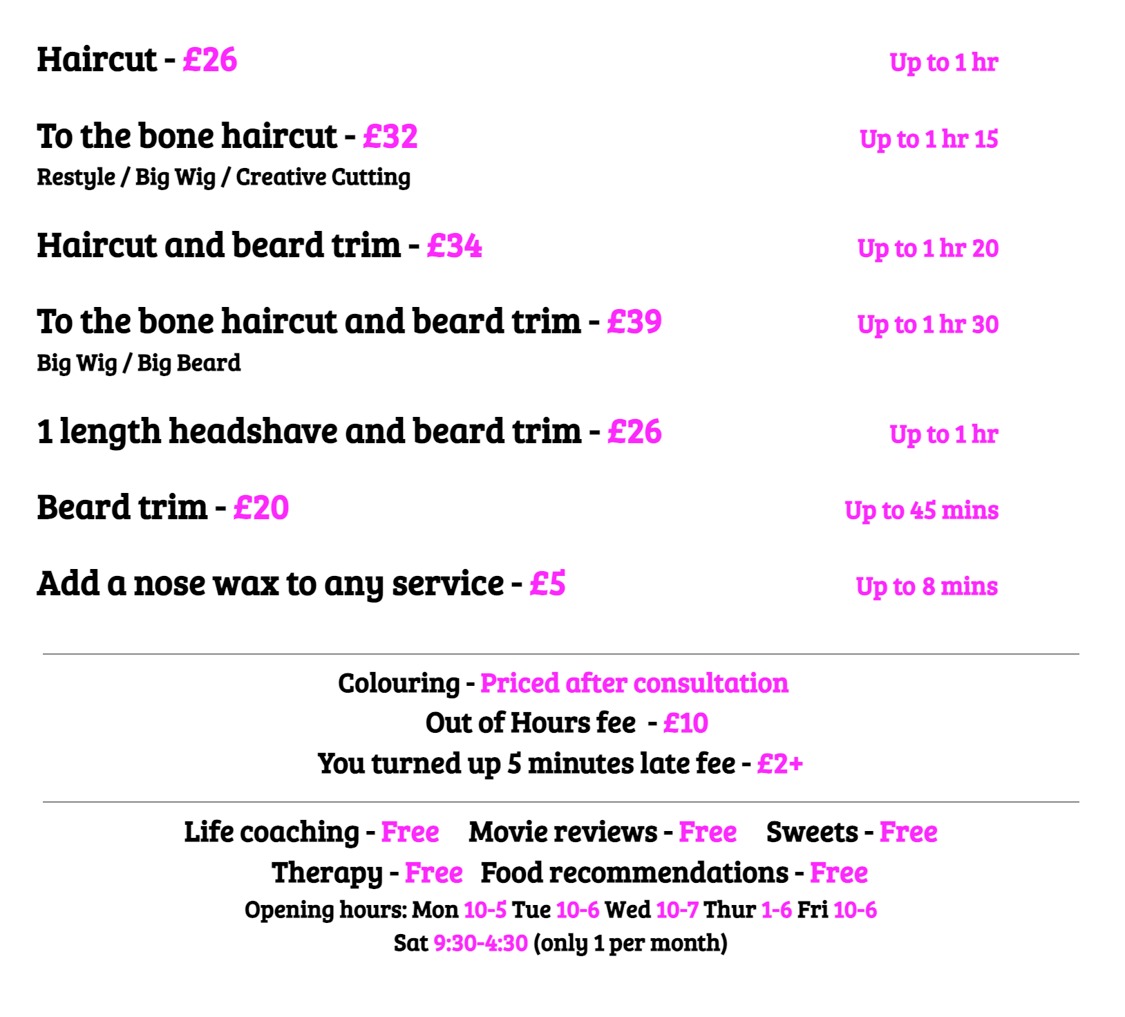 Pricelist